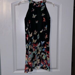 Multicolor butterfly sleeveless mini dress S